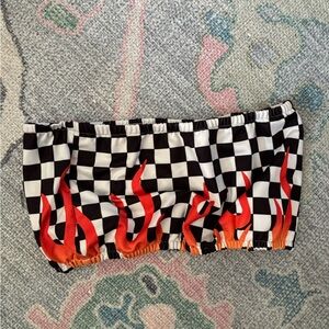 Checkered Flame Tube Top worn once